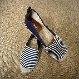 RALPH LAUREN Cameryn Blue Stripe Espadrille - size 8B